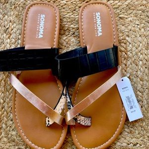 NWT Sonoma sandals sz L 9/10 Black, gold, animal print